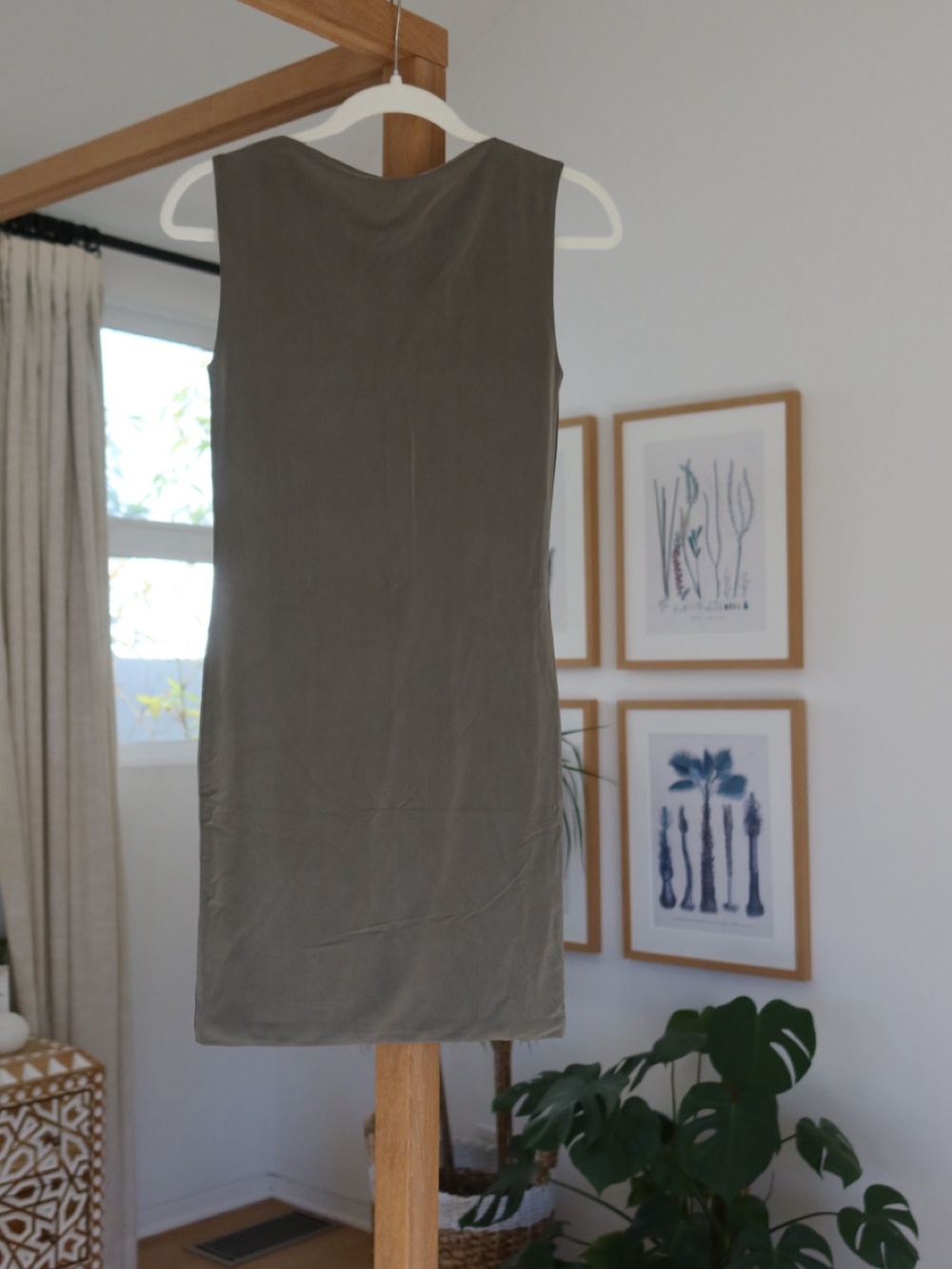 Sleeveless St Agni cupro jersey mini dress in Smokey Olive